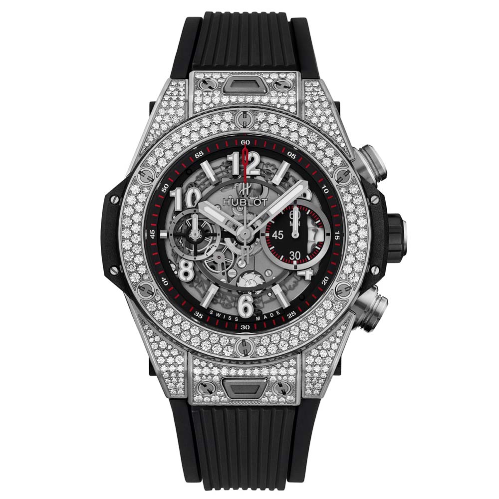 Hublot Men Big Bang Unico Titanium Pavé 45 mm-Silver (1)