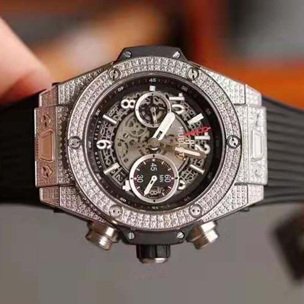 Hublot Men Big Bang Unico Titanium Pavé 45 mm-Silver (4)