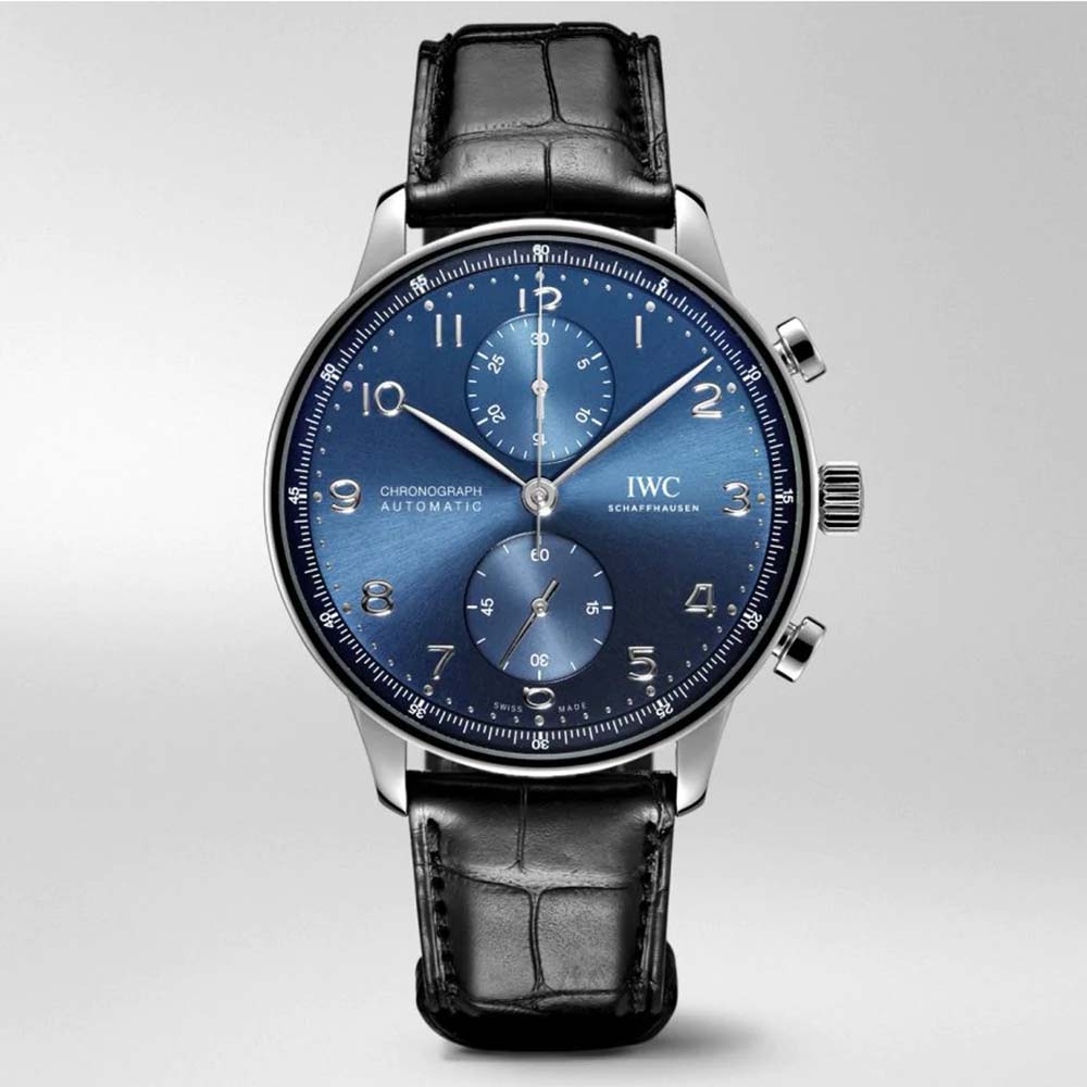 IWC Men Portugieser Chronograph in Stainless Steel Case Automatic Self-Winding 41.0 mm-Blue (1)