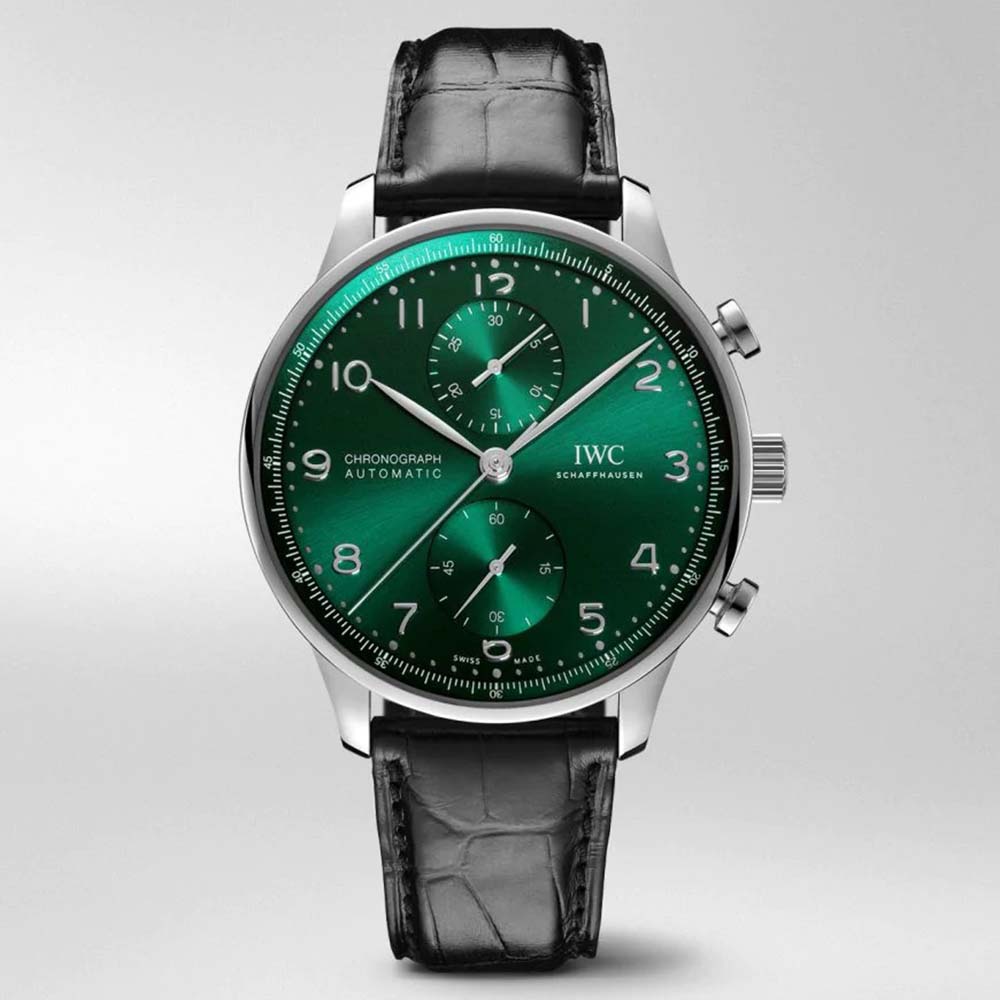 IWC Men Portugieser Chronograph in Stainless Steel Case Automatic Self-Winding 41.0 mm-Green (1)
