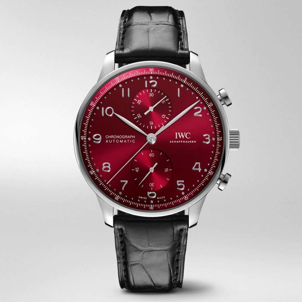 IWC Men Portugieser Chronograph in Stainless Steel Case Automatic Self-Winding 41.0 mm-Red (1)