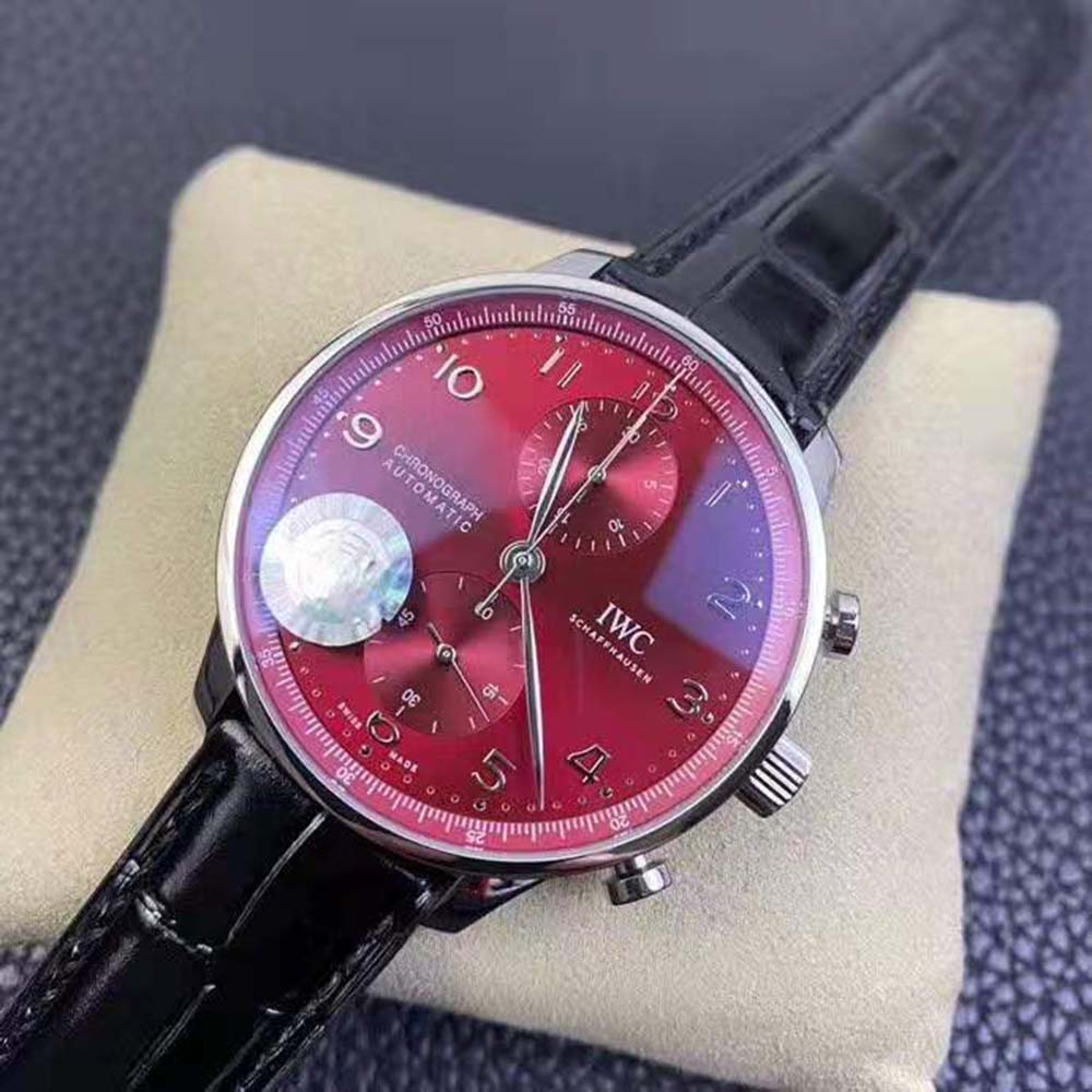 IWC Men Portugieser Chronograph in Stainless Steel Case Automatic Self-Winding 41.0 mm-Red (4)