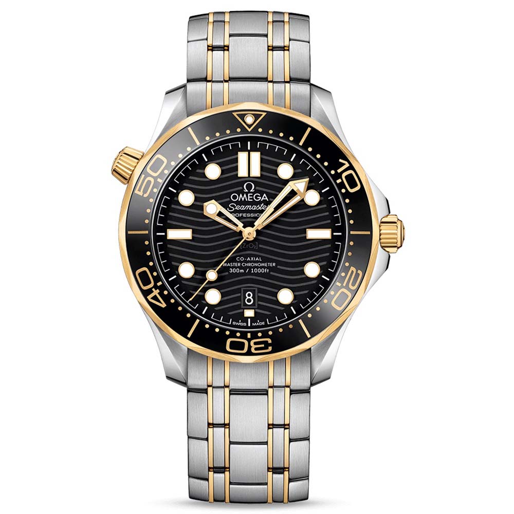 Omega Men Seamaster Diver 300M Co-Axial Master Chronometer 42 mm in Steel ‑ Yellow Gold-Black (1)