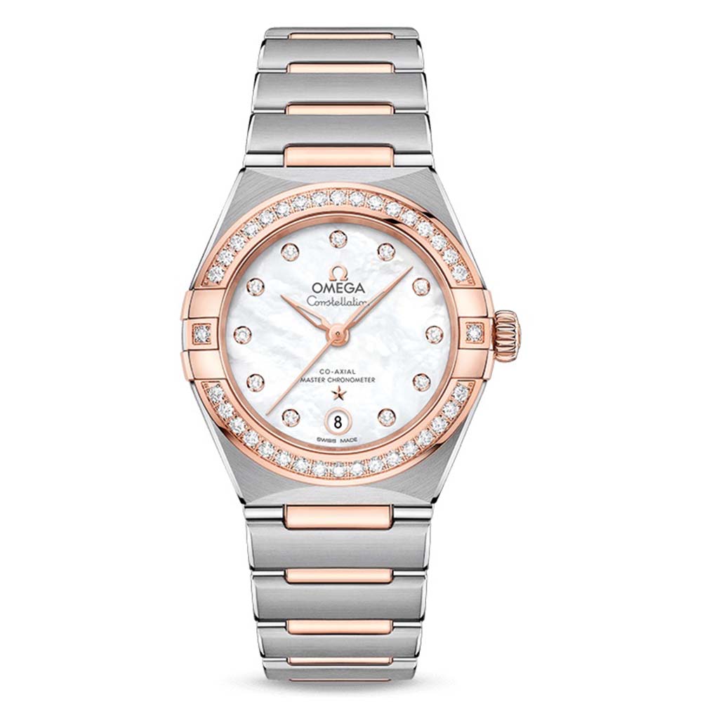 Omega Women Constellation Co‑Axial Master Chronometer 29 mm in Steel ‑ Sedna™ Gold-White (1)