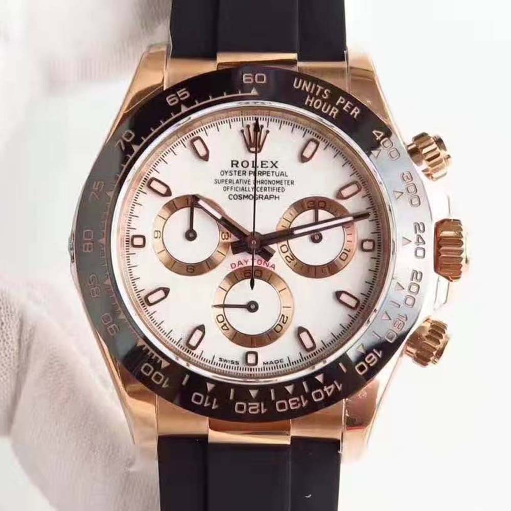 Rolex Men Cosmograph Daytona Professional Watches Oyster 40 mm in Everose Gold-White (2)