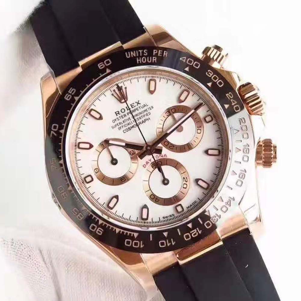 Rolex Men Cosmograph Daytona Professional Watches Oyster 40 mm in Everose Gold-White (4)