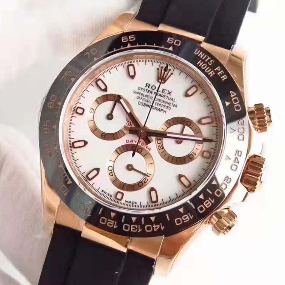 Rolex Men Cosmograph Daytona Professional Watches Oyster 40 mm in Everose Gold-White (5)