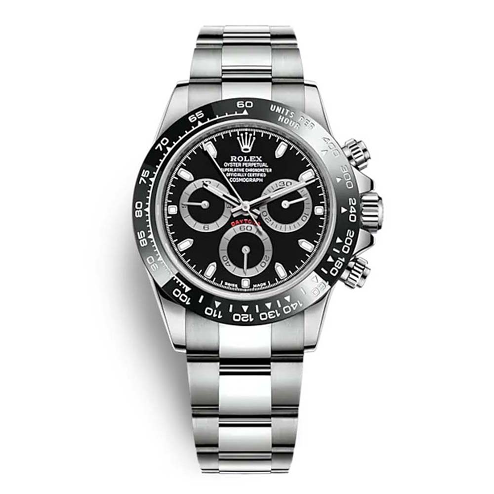 Rolex Men Cosmograph Daytona Professional Watches Oyster 40 mm in Oystersteel-Black (1)