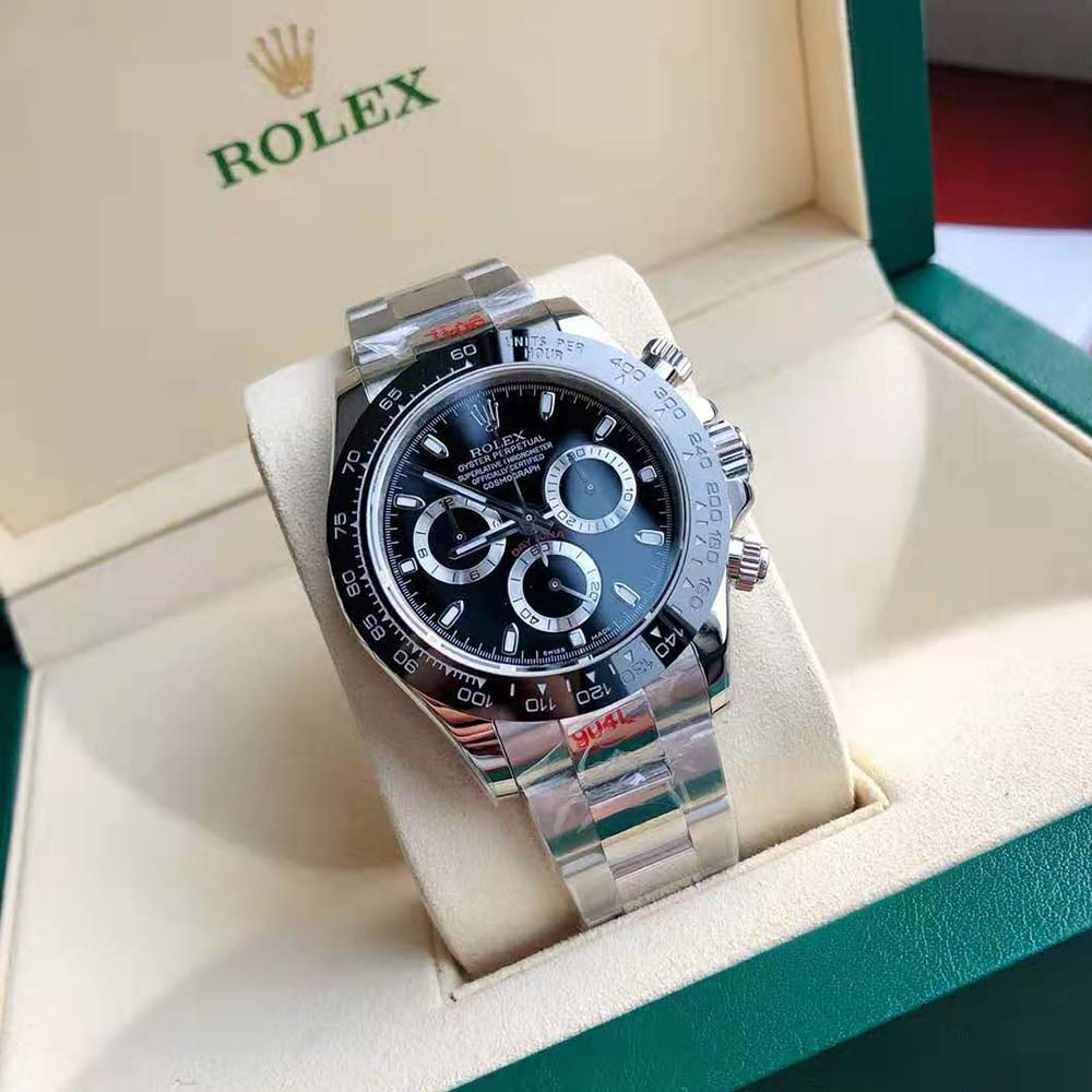Rolex Men Cosmograph Daytona Professional Watches Oyster 40 mm in Oystersteel-Black (2)