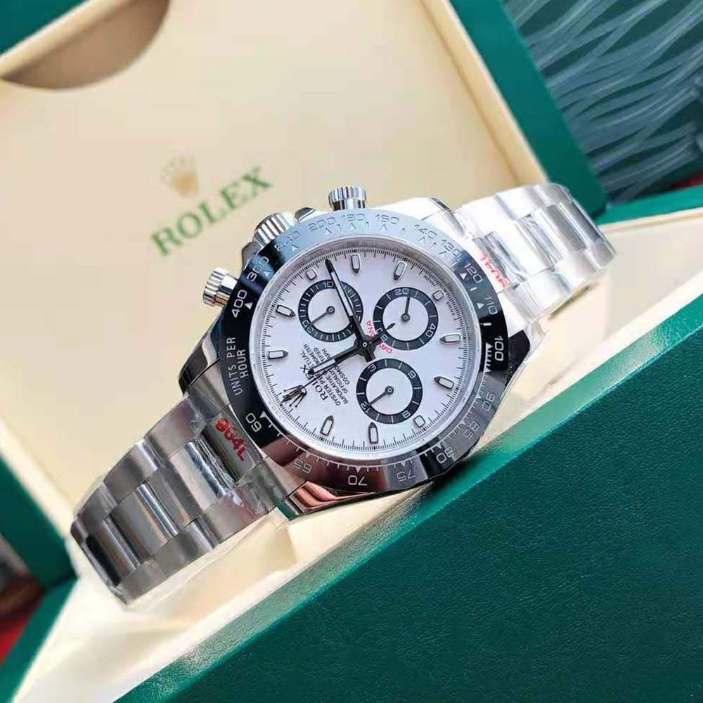 Rolex Men Cosmograph Daytona Professional Watches Oyster 40 mm in Oystersteel-White (5)-1