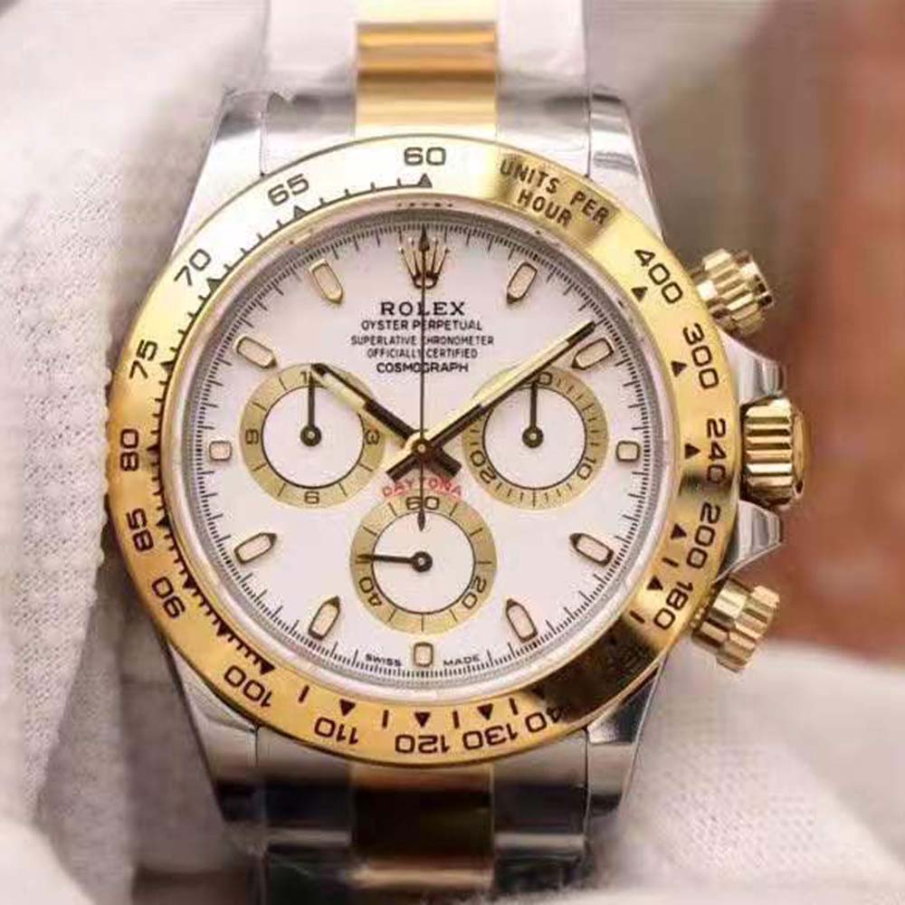 Rolex Men Cosmograph Daytona Professional Watches Oyster 40 mm in Oystersteel and Yellow Gold-White (2)