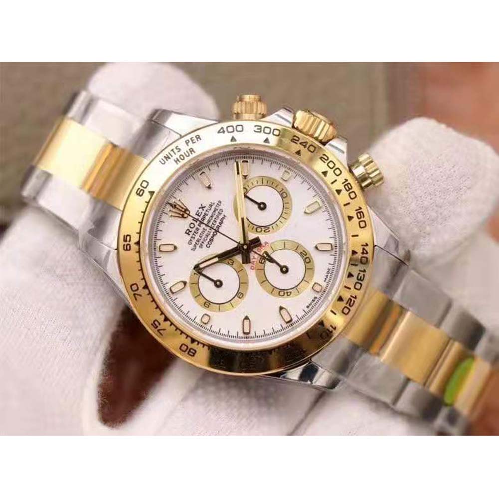 Rolex Men Cosmograph Daytona Professional Watches Oyster 40 mm in Oystersteel and Yellow Gold-White (3)