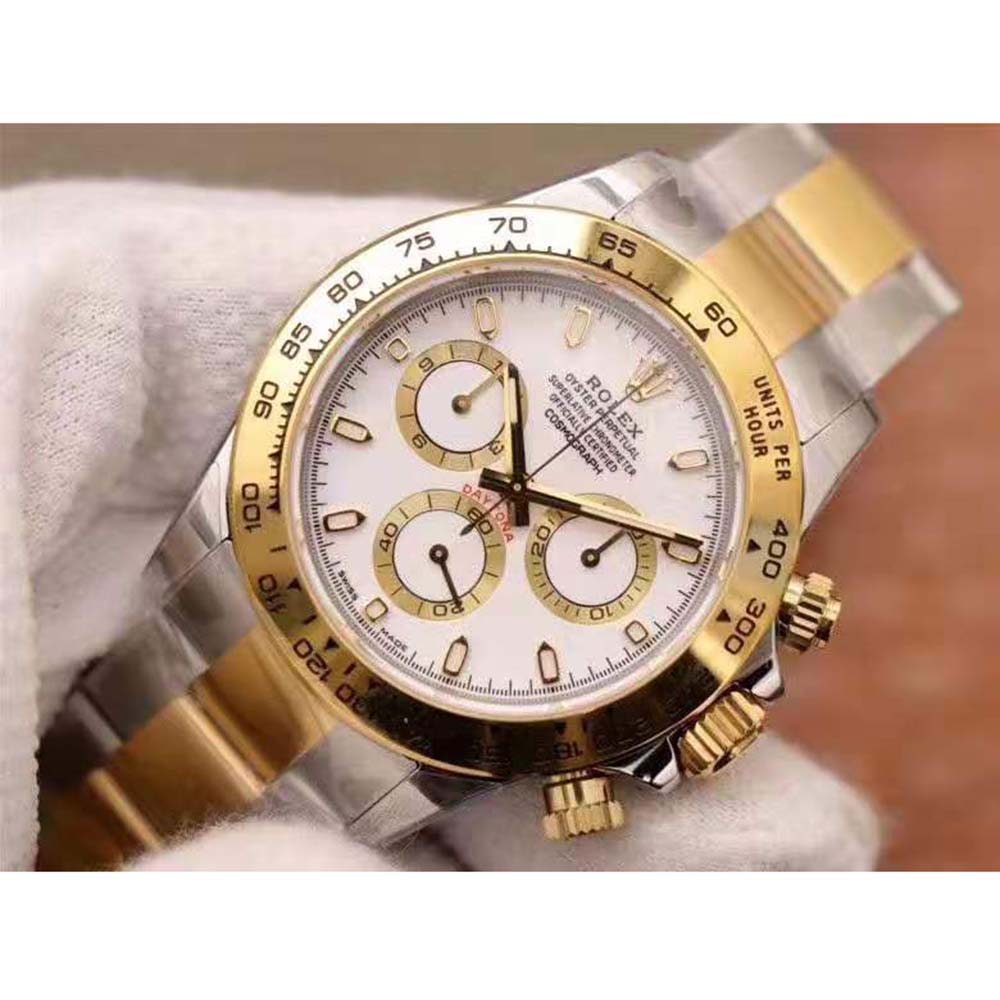 Rolex Men Cosmograph Daytona Professional Watches Oyster 40 mm in Oystersteel and Yellow Gold-White (4)