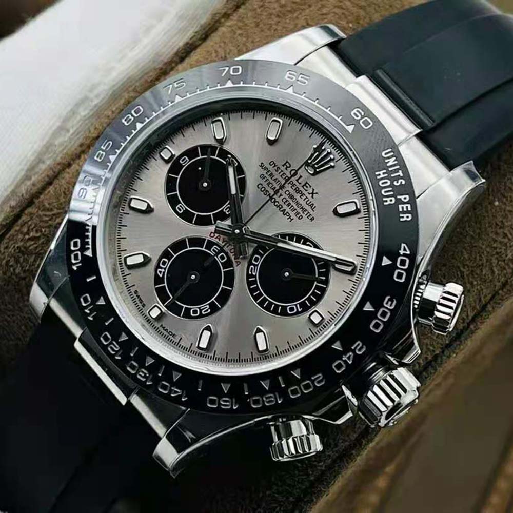 Rolex Men Cosmograph Daytona Professional Watches Oyster 40 mm in White Gold-Grey (3)-1