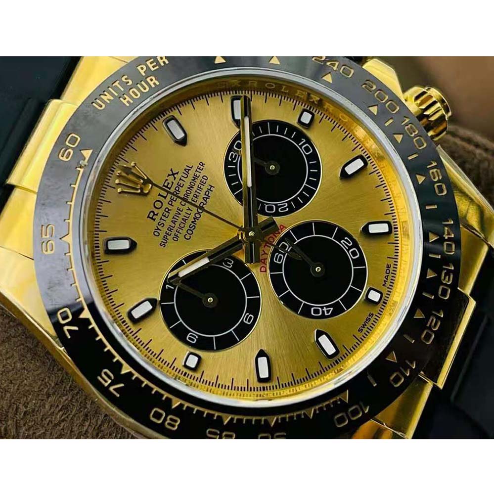 Rolex Men Cosmograph Daytona Professional Watches Oyster 40 mm in Yellow Gold-Black (4)-1