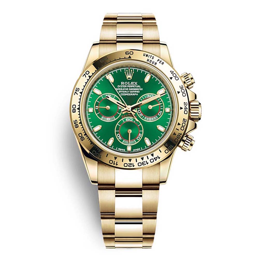 Rolex Men Cosmograph Daytona Professional Watches Oyster 40 mm in Yellow Gold-Green (1)