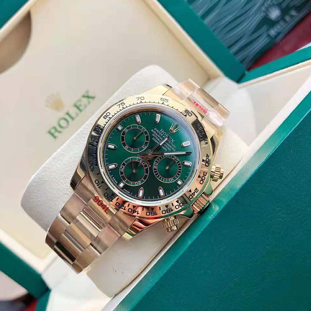 Rolex Men Cosmograph Daytona Professional Watches Oyster 40 mm in Yellow Gold-Green (4)