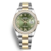 Rolex Men Datejust Classic Watches Oyster 36 mm in Oystersteel Yellow Gold and Diamonds-Green