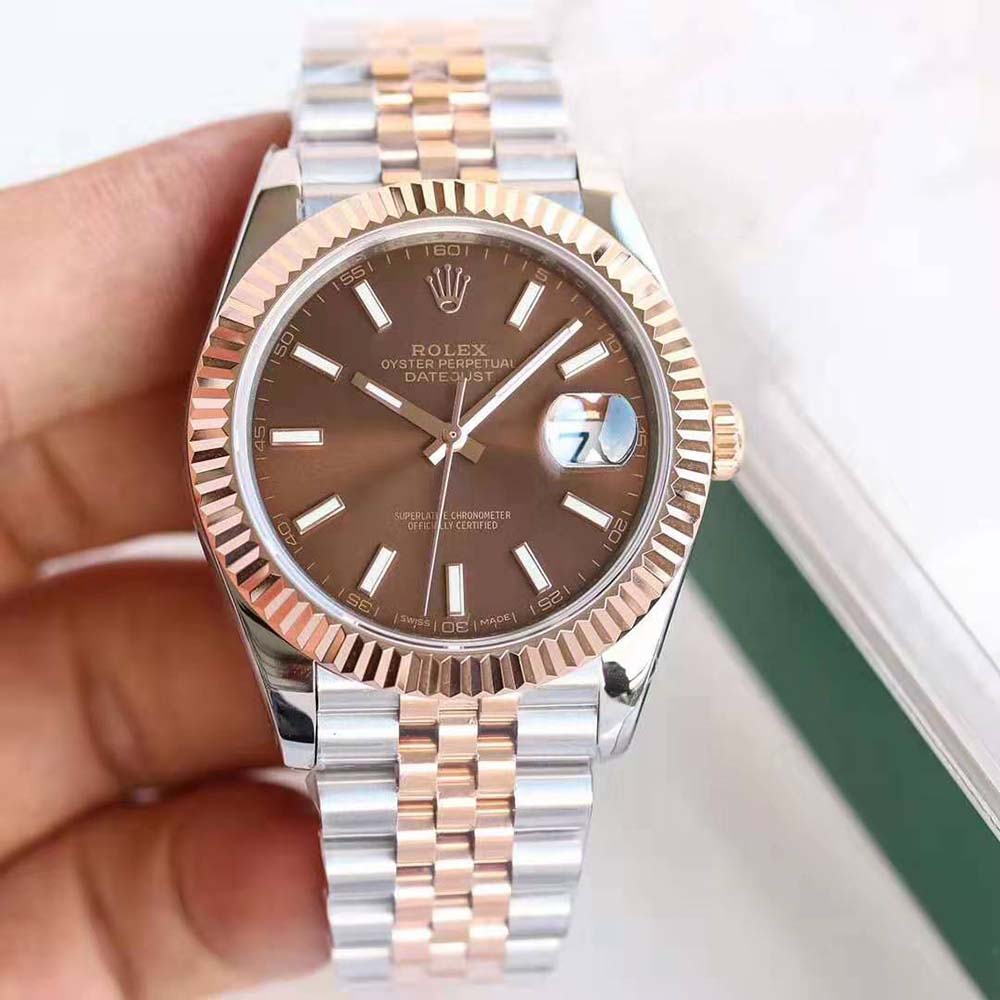 Rolex Men Datejust Classic Watches Oyster 41 mm in Oystersteel and Everose Gold-Brown (2)