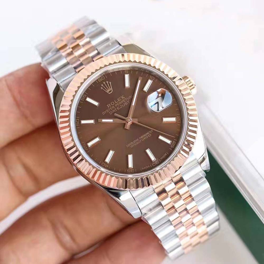 Rolex Men Datejust Classic Watches Oyster 41 mm in Oystersteel and Everose Gold-Brown (3)