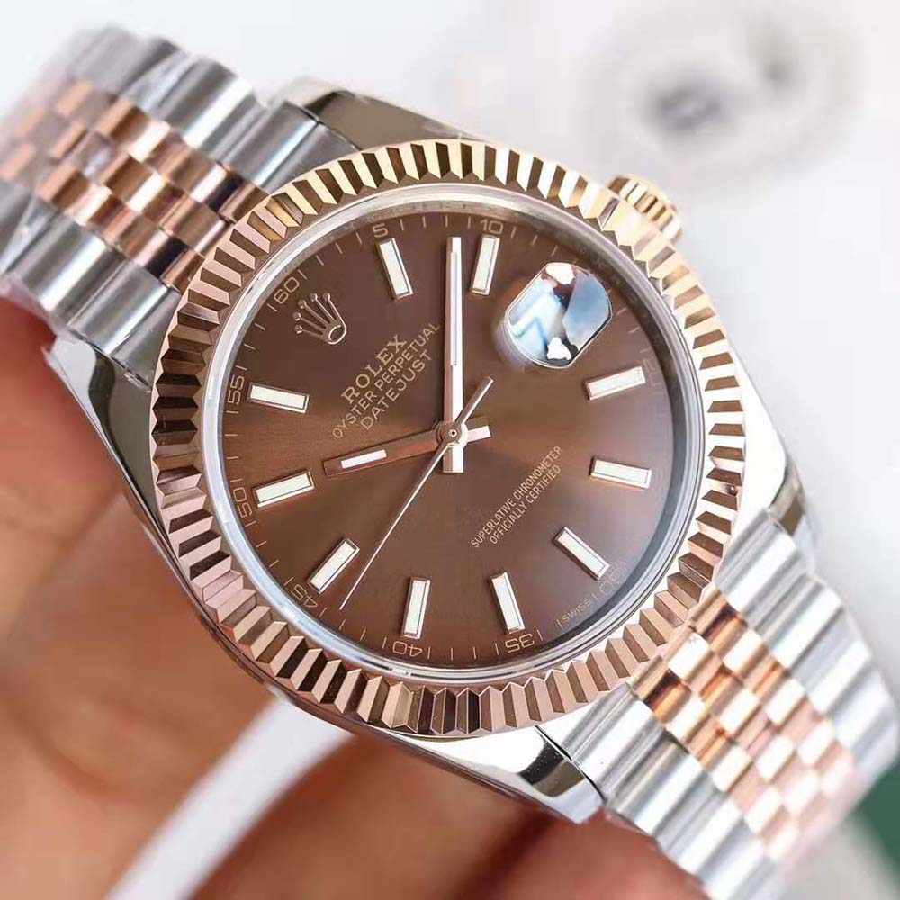 Rolex Men Datejust Classic Watches Oyster 41 mm in Oystersteel and Everose Gold-Brown (4)
