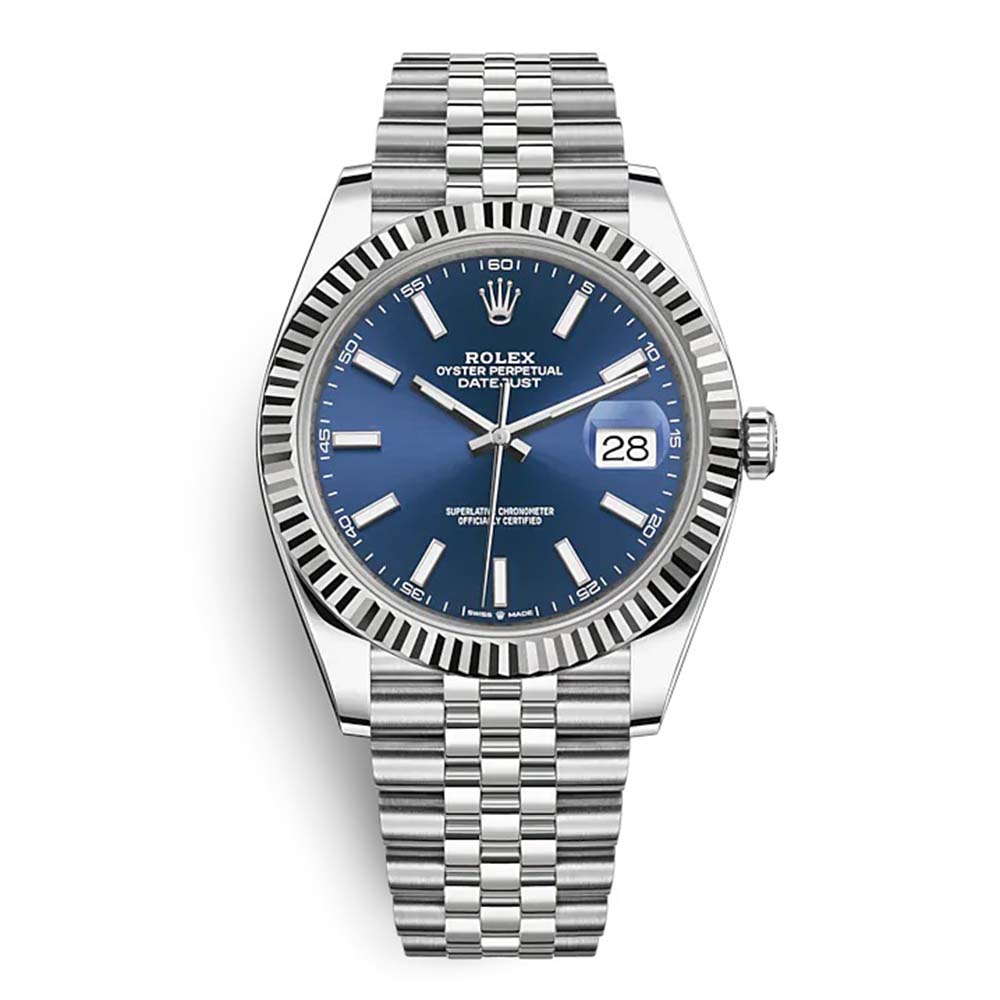 Rolex Men Datejust Classic Watches Oyster 41 mm in Oystersteel and White Gold-Blue (1)