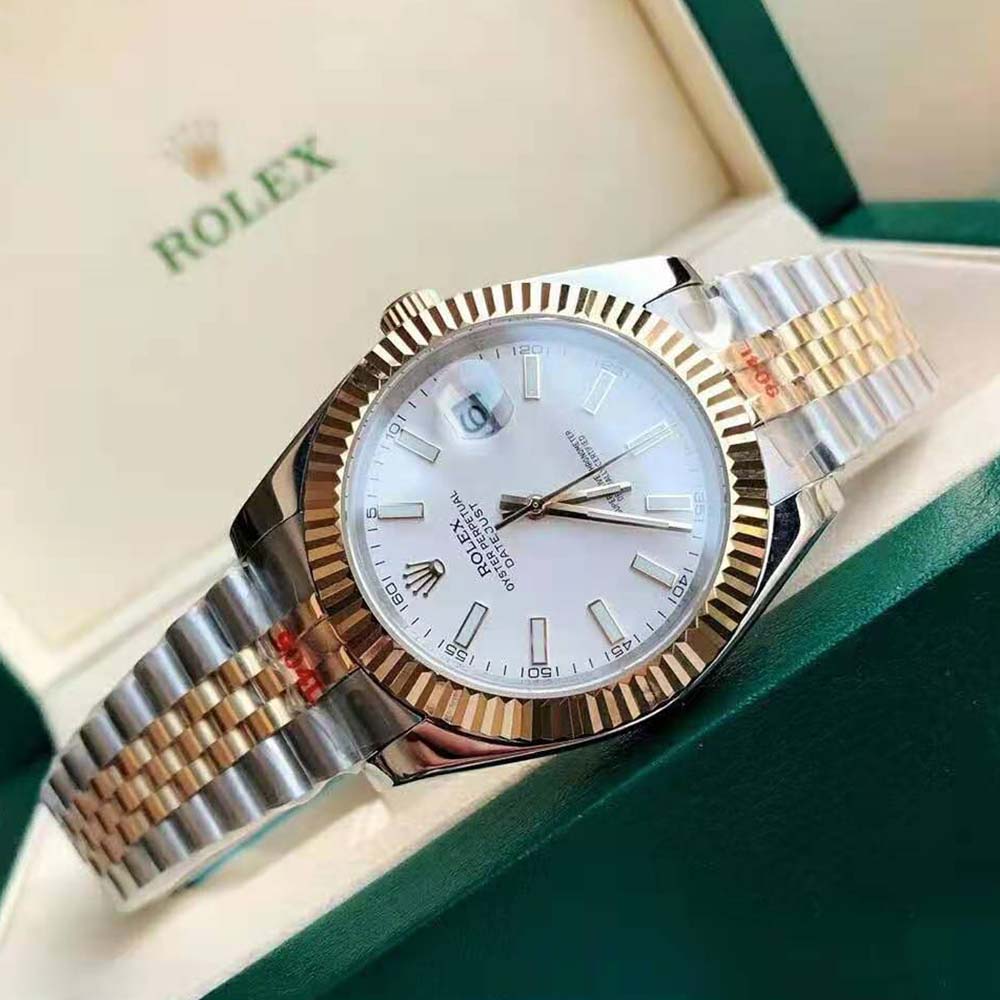 Rolex Men Datejust Classic Watches Oyster 41 mm in Oystersteel and Yellow Gold-White (4)