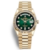 Rolex Men Day-Date Classic Watches Oyster 36 mm in Yellow Gold-Green
