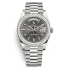 Rolex Men Day-Date Classic Watches Oyster 40 mm in White Gold and Diamonds-Grey