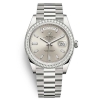 Rolex Men Day-Date Classic Watches Oyster 40 mm in White Gold and Diamonds-Silver