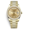 Rolex Men Day-Date Classic Watches Oyster 40 mm in Yellow Gold and Diamonds
