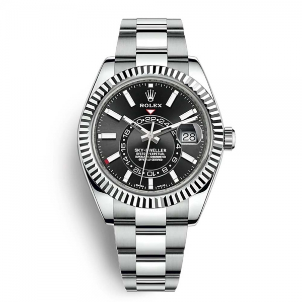 Rolex Men Sky-Dweller Classic Watches Oyster 42 mm in Oystersteel and White Gold-Black