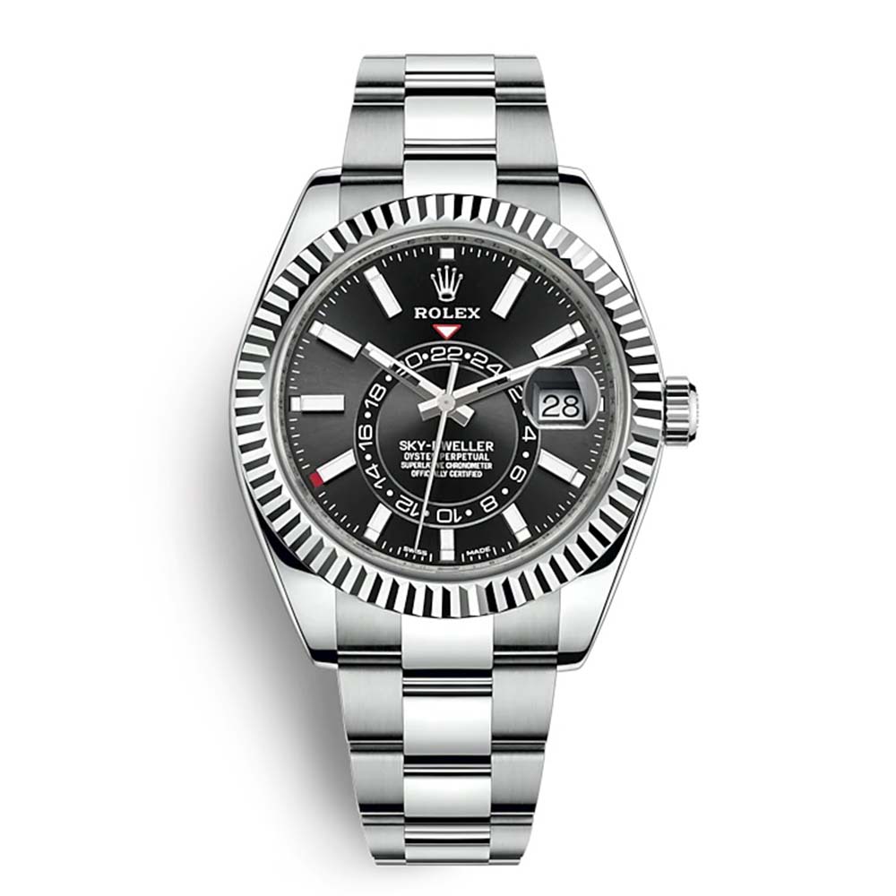Rolex Men Sky-Dweller Classic Watches Oyster 42 mm in Oystersteel and White Gold-Black (1)