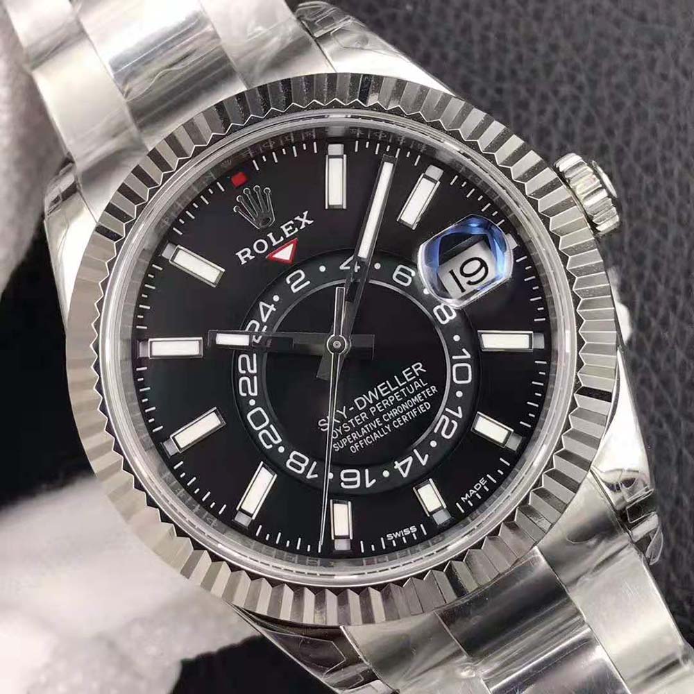 Rolex Men Sky-Dweller Classic Watches Oyster 42 mm in Oystersteel and White Gold-Black (4)