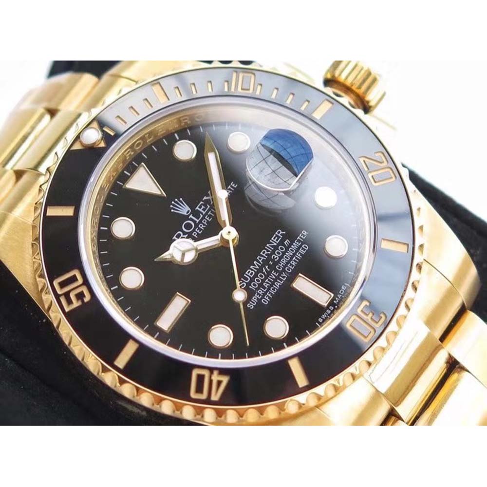 Rolex Men Submariner Date Professional Watches Oyster 41 mm in Yellow Gold-Black (3)
