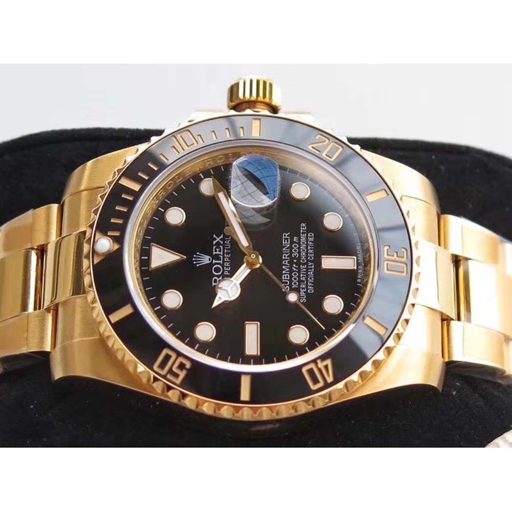 Rolex Men Submariner Date Professional Watches Oyster 41 mm in Yellow Gold-Black (5)