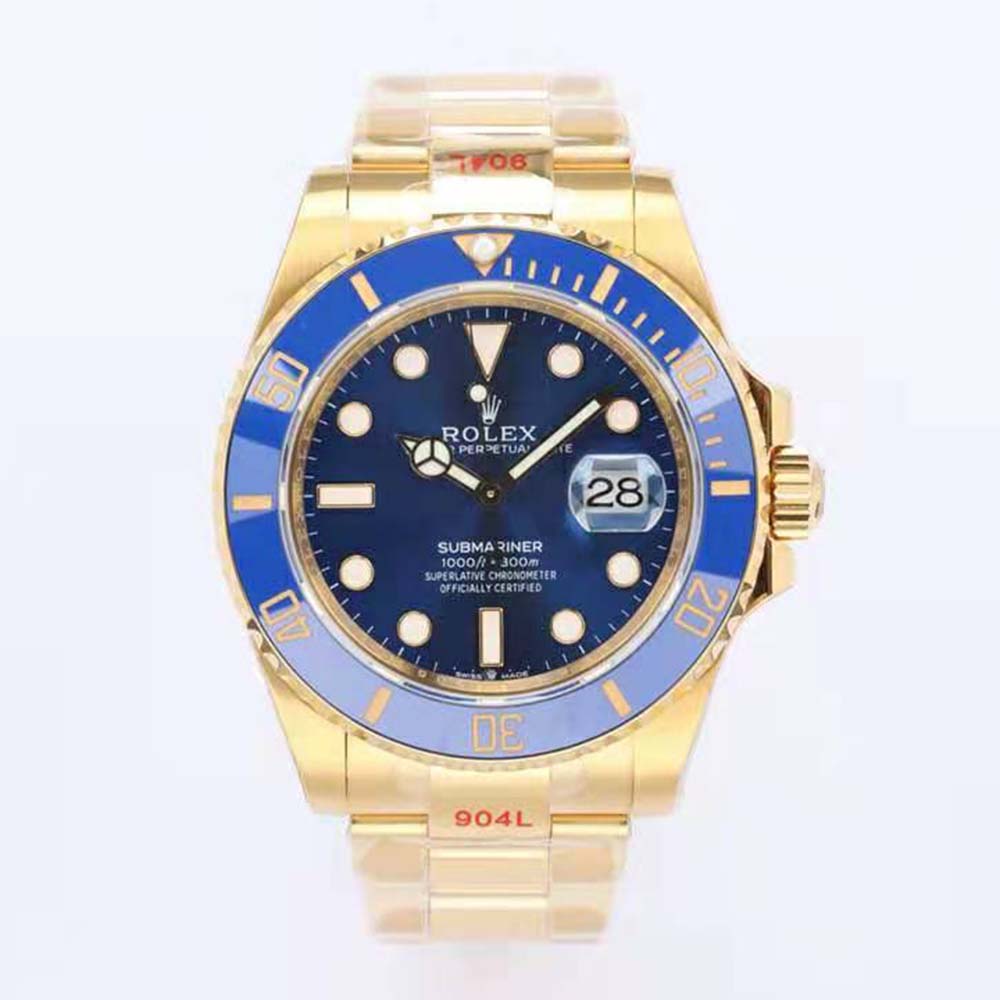 Rolex Men Submariner Date Professional Watches Oyster 41 mm in Yellow Gold-Blue (2)-1