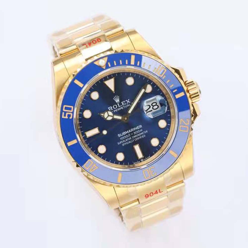 Rolex Men Submariner Date Professional Watches Oyster 41 mm in Yellow Gold-Blue (3)-1