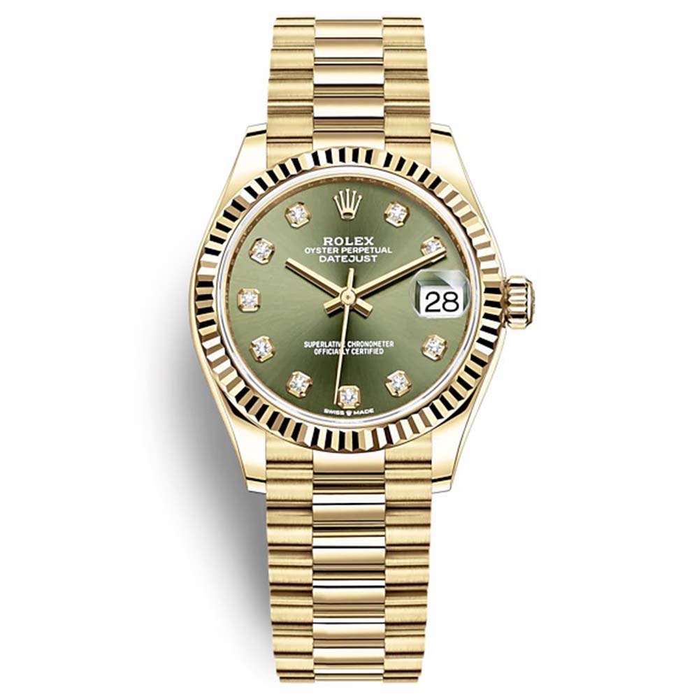 Rolex Women Datejust Classic Watches Oyster 31 mm in Yellow Gold-Green (1)
