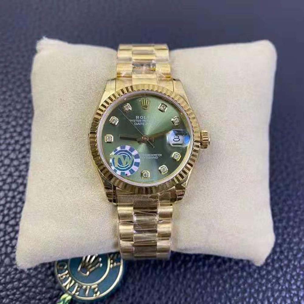 Rolex Women Datejust Classic Watches Oyster 31 mm in Yellow Gold-Green (2)