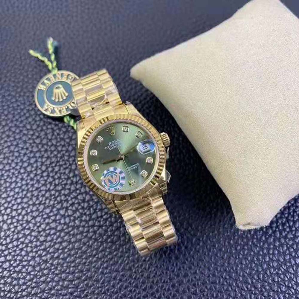 Rolex Women Datejust Classic Watches Oyster 31 mm in Yellow Gold-Green (4)