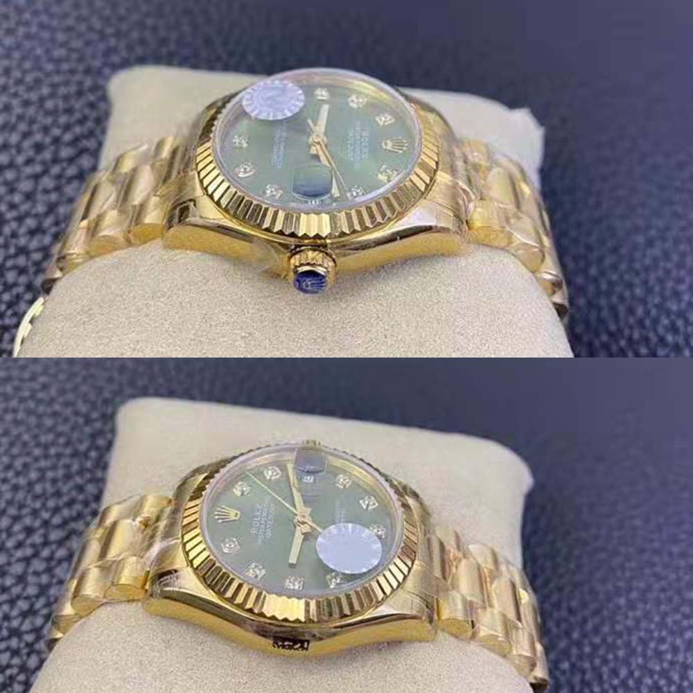 Rolex Women Datejust Classic Watches Oyster 31 mm in Yellow Gold-Green (5)
