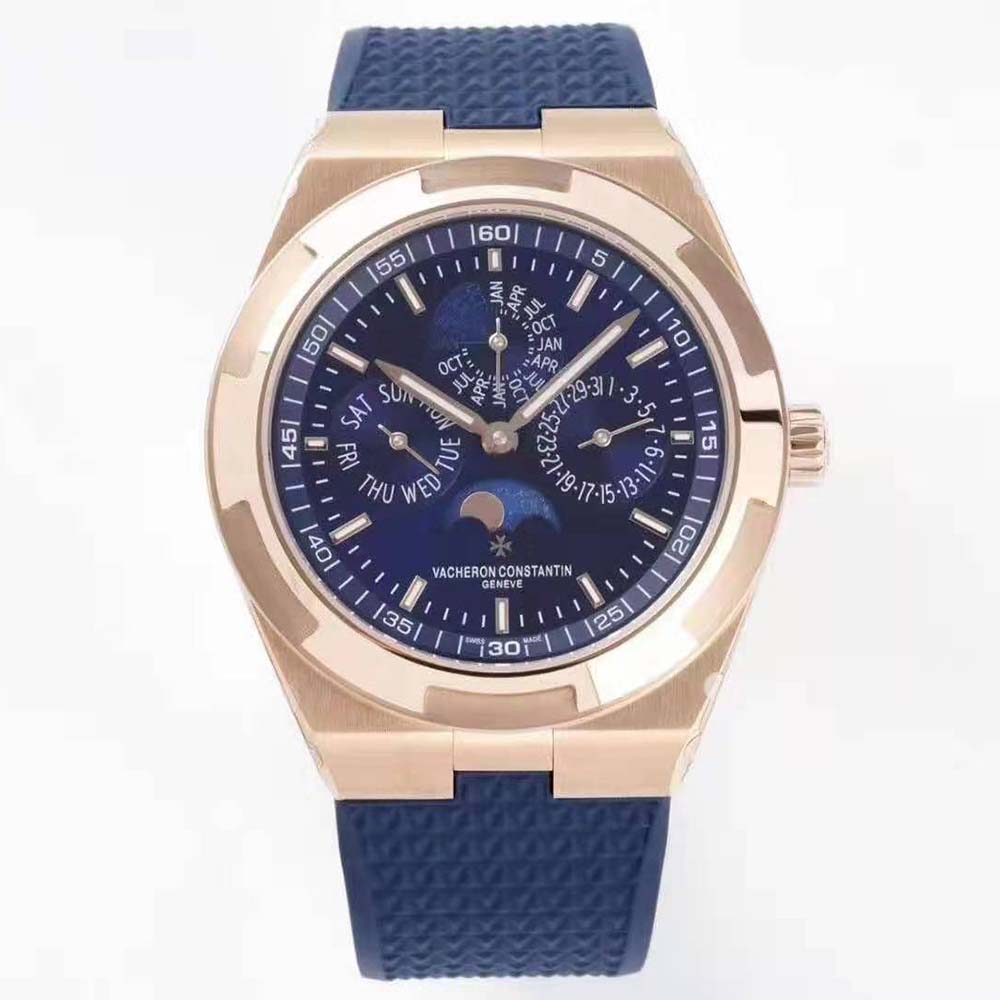 Vacheron Constantin Men Overseas Perpetual Calendar Ultra-thin 41.5 mm in Pink Gold-Blue (2)