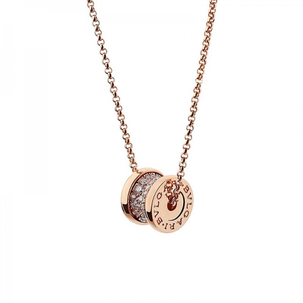 Bulgari B.zero1 Necklace in Rose Gold with Pave Diamonds (1)