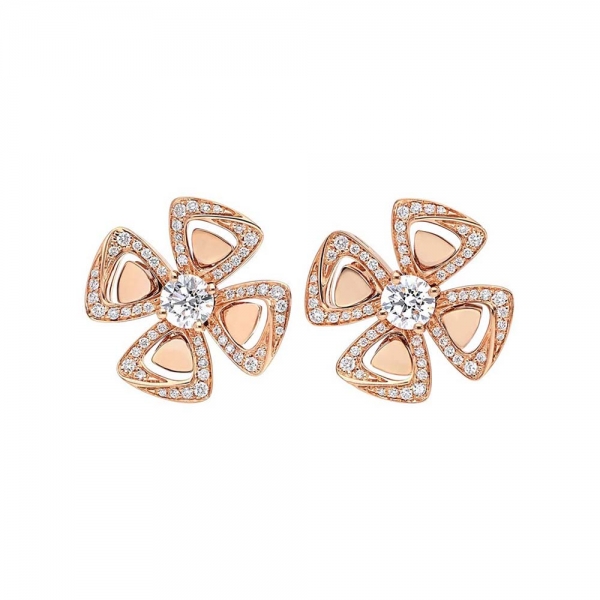 Bulgari Fiorever Earrings in Rose Gold with Diamonds