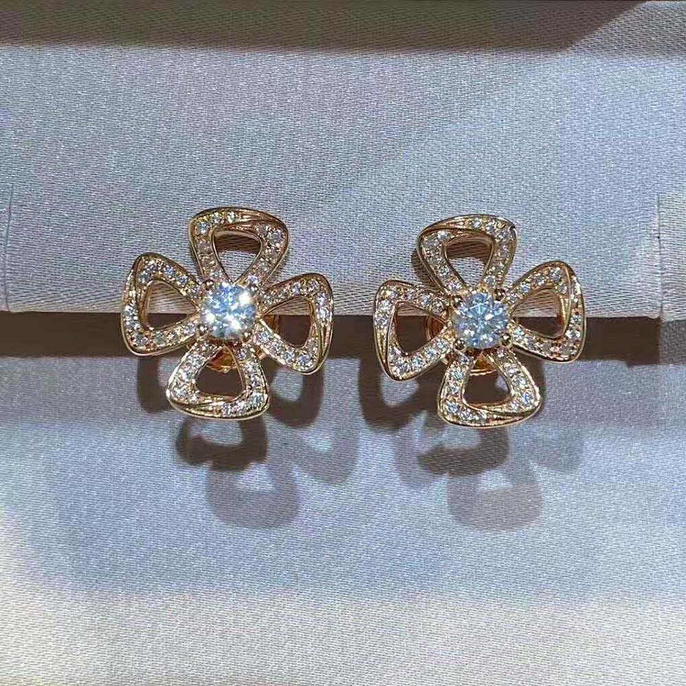Bulgari Fiorever Earrings in Rose Gold with Diamonds (2)