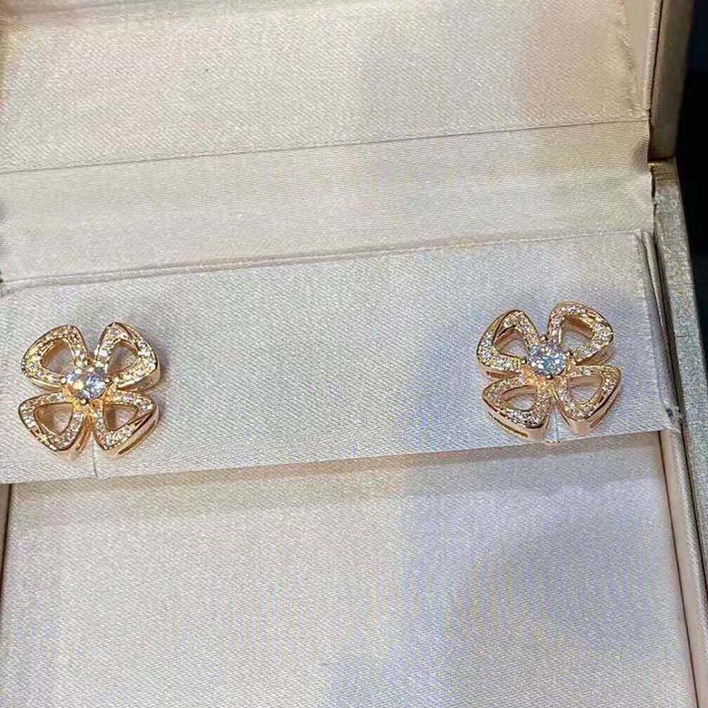 Bulgari Fiorever Earrings in Rose Gold with Diamonds (3)
