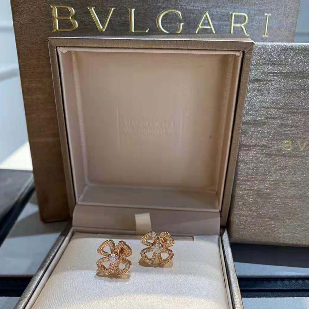 Bulgari Fiorever Earrings in Rose Gold with Diamonds (4)