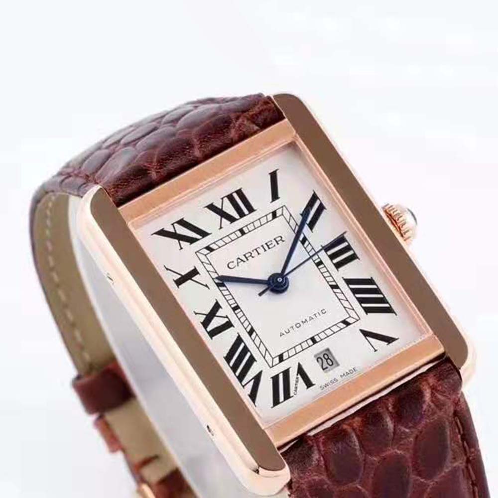 Cartier Men Tank Solo Watch Extra-large Model Automatic Movement in Pink Gold-White (3)