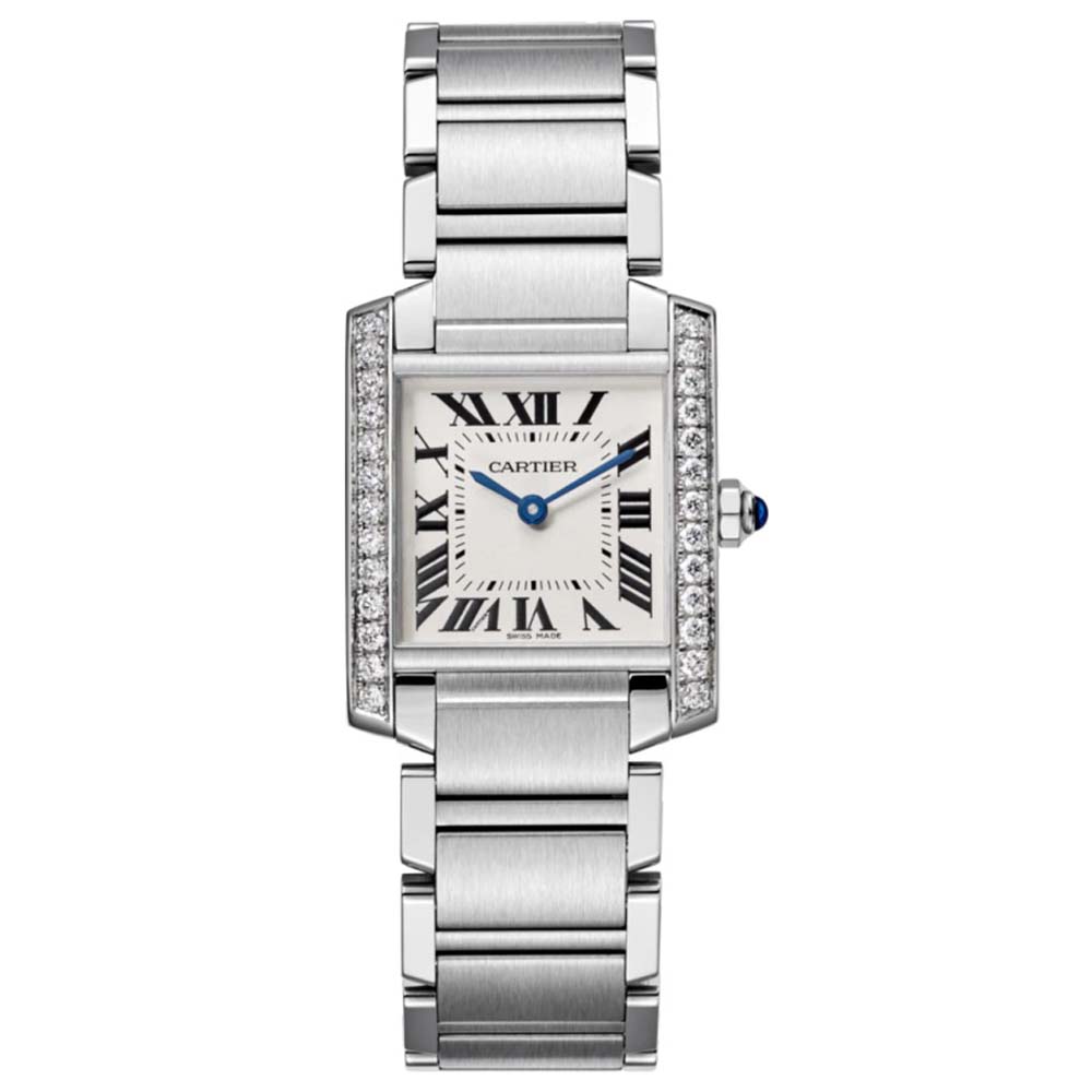 Cartier Women Tank Française Watch Medium Model Quartz Movement in Steel-Silver